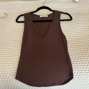 Project Social T sleeveless ribbed tank—brown